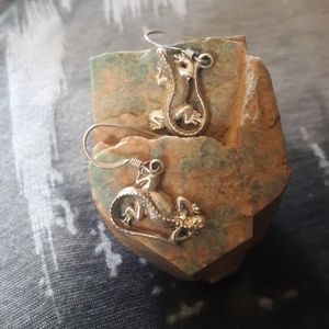 Sterling Silver iguana earrings